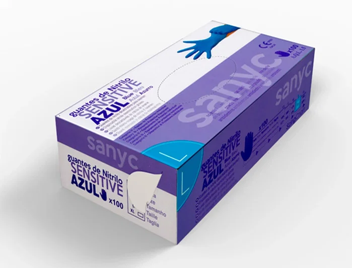 Guantes de Nitrilo Desechable Sensitive Sin Polvo Talla L Grande Color Azul Caja de 100 Unidades Guantes de Nitrilo Desechable Sensitive Sin Polvo Talla L Grande Color Azul Caja de 100 Unidades