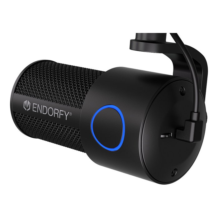 Endorfy Solum Studio Micrófono Condensador para PC USB con Jack 3.5 mm, 24-bit 96 kHz, Negro, Incluye Paravientos y Soporte