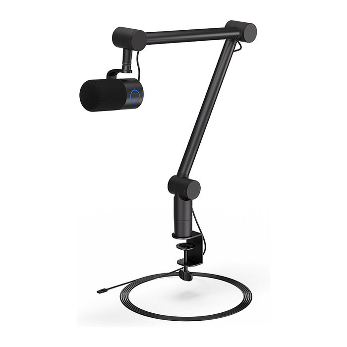 Endorfy Solum Studio Micrófono Condensador para PC USB con Jack 3.5 mm, 24-bit 96 kHz, Negro, Incluye Paravientos y Soporte