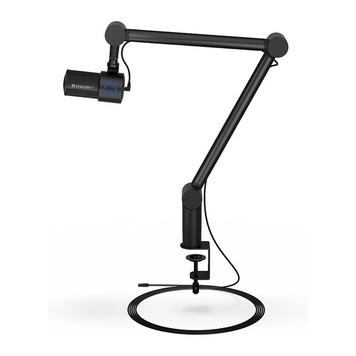 Endorfy Solum Studio Micrófono Condensador para PC USB con Jack 3.5 mm, 24-bit 96 kHz, Negro, Incluye Paravientos y Soporte
