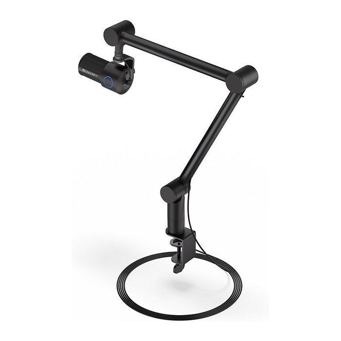 Endorfy Solum Studio Micrófono Condensador para PC USB con Jack 3.5 mm, 24-bit 96 kHz, Negro, Incluye Paravientos y Soporte
