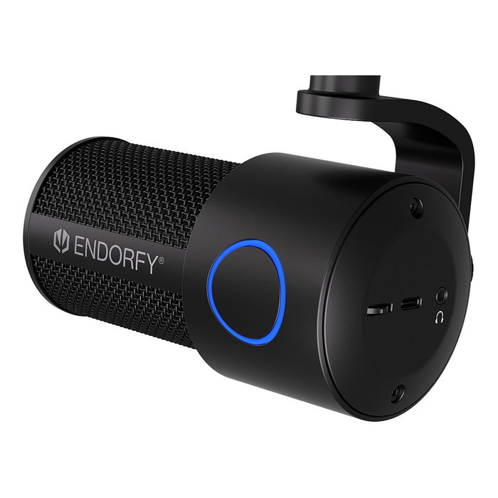 Endorfy Solum Studio Micrófono Condensador para PC USB con Jack 3.5 mm, 24-bit 96 kHz, Negro, Incluye Paravientos y Soporte