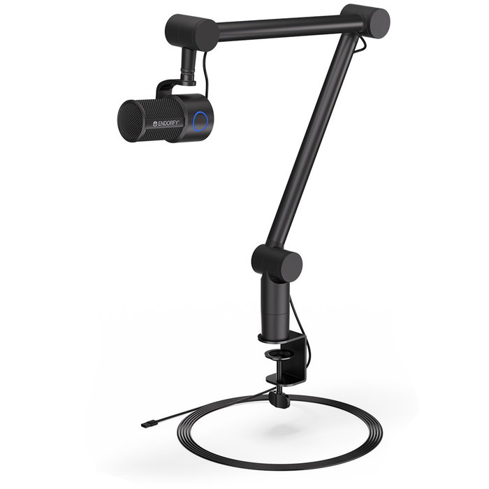 Endorfy Solum Studio Micrófono Condensador para PC USB con Jack 3.5 mm, 24-bit 96 kHz, Negro, Incluye Paravientos y Soporte