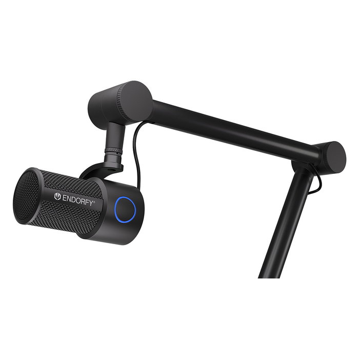Endorfy Solum Studio Micrófono Condensador para PC USB con Jack 3.5 mm, 24-bit 96 kHz, Negro, Incluye Paravientos y Soporte