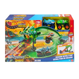 Hot Wheels Monster Trucks Sharks vs Dinos Dragon Destruction