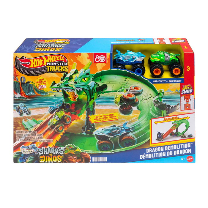 Hot Wheels Monster Trucks Sharks vs Dinos Dragon Destruction Hot Wheels Monster Trucks Sharks vs Dinos Dragon Destruction