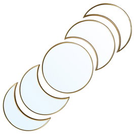 Home Deco Factory Espejos Luna Juego de 5 Espejos, Colección Mirage, Polipropileno y Vidrio con Acabado Mate Dorado