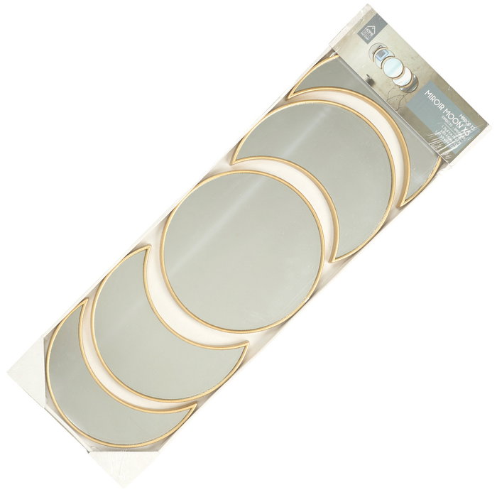 Home Deco Factory Espejos Luna Juego de 5 Espejos, Colección Mirage, Polipropileno y Vidrio con Acabado Mate Dorado