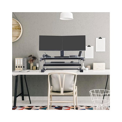 Ergotron WorkFit-TL Escritorio Elevable Silla de Pie para Ordenador, Mesa Rectangular de Acero, Negro, Capacidad Máxima 18 kg