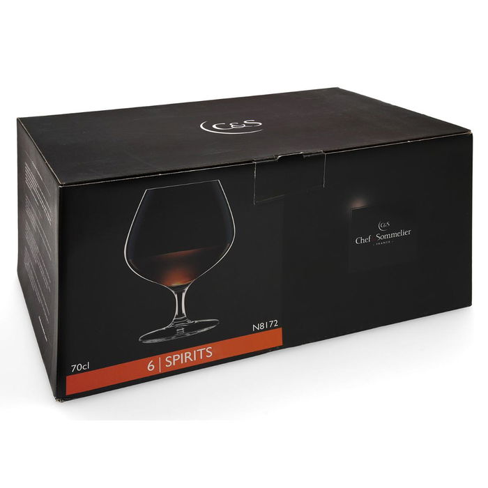 Caja 6 Copas Coñac Krysta Spirits Chef & Sommelier 72 cL