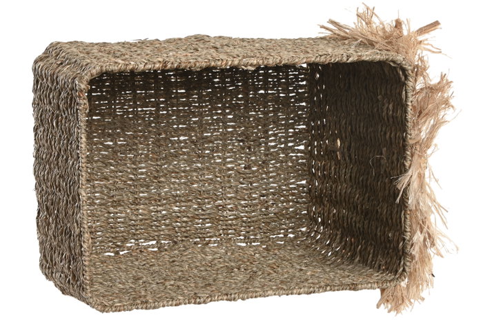 DKD Home Decor Cesta Seagrass Metal Leon Natural 32x47x36 cm