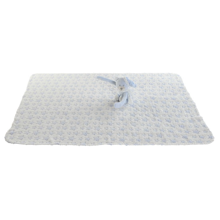 DKD Home Decor Peluche Manta Rosa Azul Poliester 100x80x75 cm Set 2