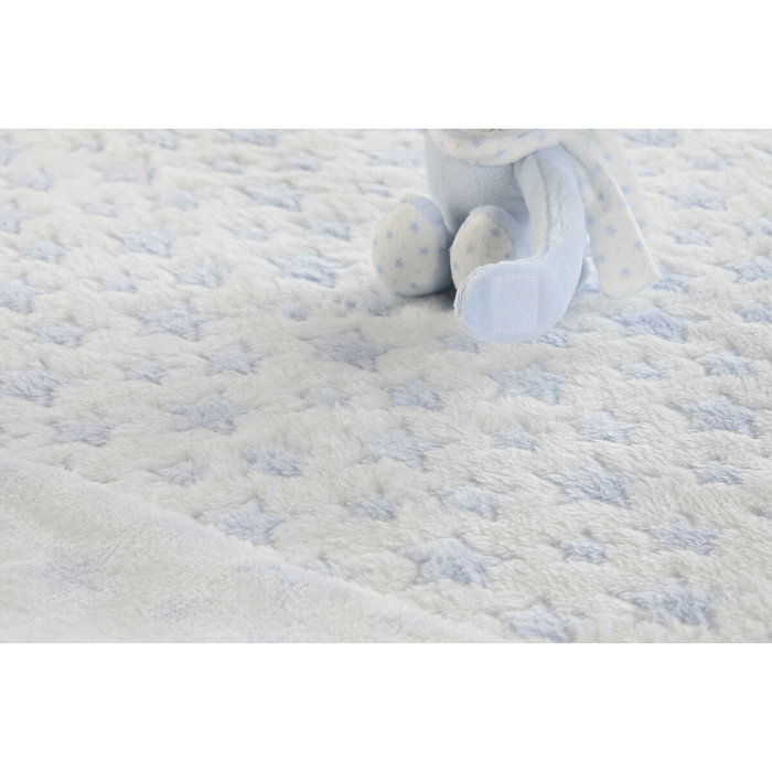DKD Home Decor Peluche Manta Rosa Azul Poliester 100x80x75 cm Set 2