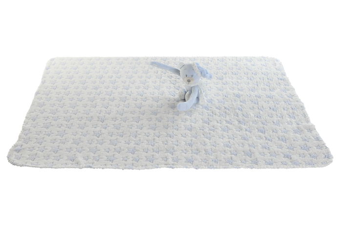 DKD Home Decor Peluche Manta Rosa Azul Poliester 100x80x75 cm Set 2