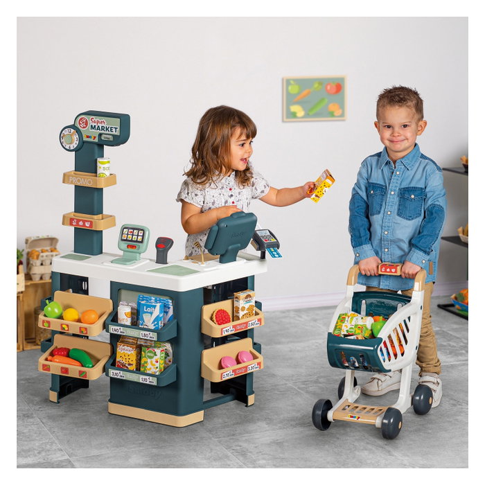 Smoby Supermercado de Juguete con Carrito, Caja Registradora y 42 Accesorios Smoby Supermercado de Juguete con Carrito, Caja Registradora y 42 Accesorios