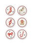 Hermia NEW036 Juego de Cuencos para Aperitivos de Cerámica Blanco y Rojo 6 Piezas