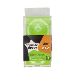 Tommee Tippee Tetina Anticólicos Biberón Ancha Silicona Redonda Flujo Rápido +6 Meses Pack 2