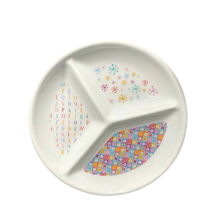PILLIVUYT Plato Infantil Decorado con 3 Divisiones, Diámetro 24.5 cm, Porcelana (Set de 6)