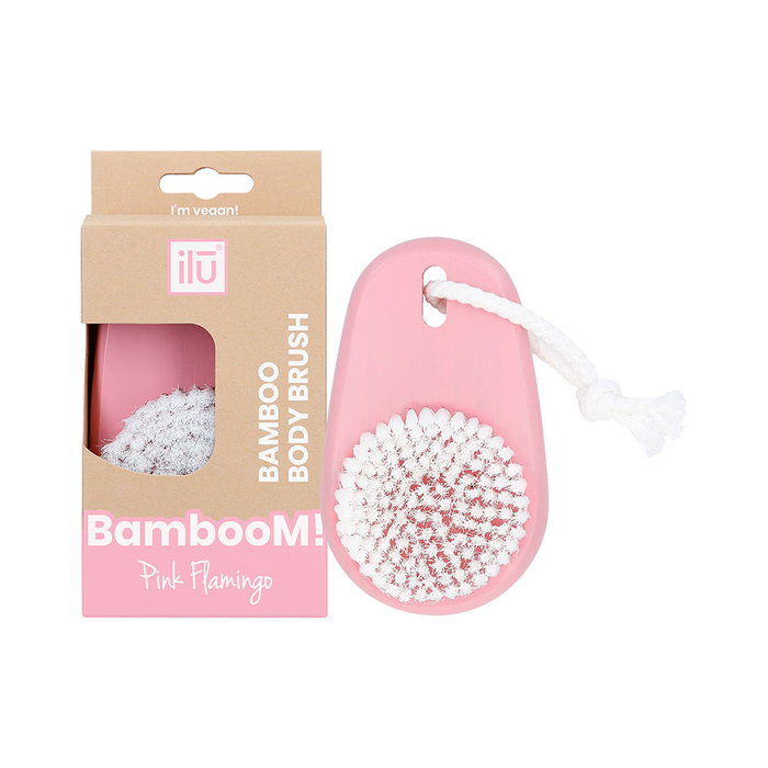 Ilū BAMBOOM Brocha de Limpieza Corporal #pink flamingo - 1 Unidad - Cepillo Corporal para Exfoliación y Masaje