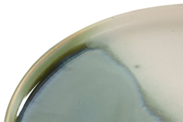 DKD Home Decor Set de 6 Platos de Porcelana JADE 24 Verde y Blanco 25,9 cm