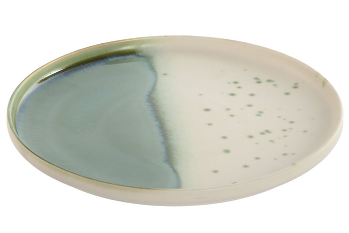 DKD Home Decor Set de 6 Platos de Porcelana JADE 24 Verde y Blanco 25,9 cm
