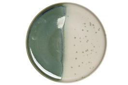 DKD Home Decor Set de 6 Platos de Porcelana JADE 24 Verde y Blanco 25,9 cm