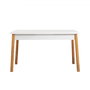 Hanah Home Conjunto Mesa y Sillas con Banco Comedor Pino Atlántico y Azul Marino Estilo Escandinavo 120x75cm