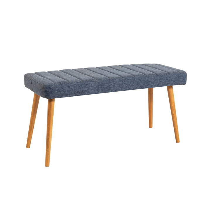 Hanah Home Conjunto Mesa y Sillas con Banco Comedor Pino Atlántico y Azul Marino Estilo Escandinavo 120x75cm