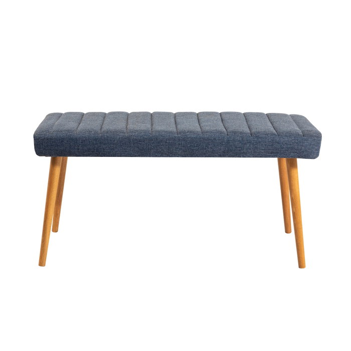 Hanah Home Conjunto Mesa y Sillas con Banco Comedor Pino Atlántico y Azul Marino Estilo Escandinavo 120x75cm