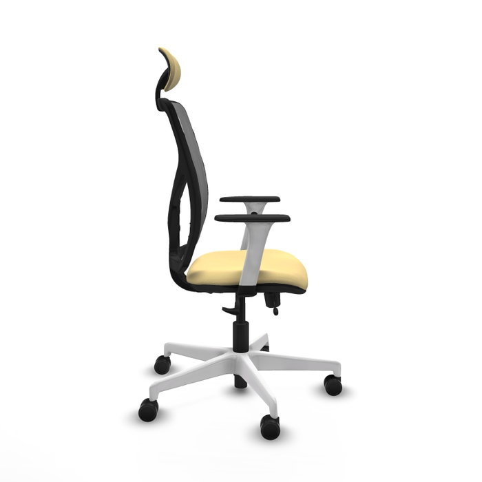 PIQUERAS Y CRESPO Silla de oficina Motilla con mecanismo Sincro/Traslack, Crema y Gris