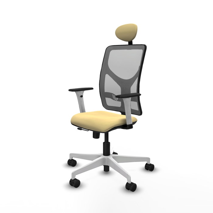 PIQUERAS Y CRESPO Silla de oficina Motilla con mecanismo Sincro/Traslack, Crema y Gris