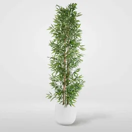 DKD Home Decor Árbol Bambu asiatico Verde Natural PVC Bambú Cemento 40x40x180 cm