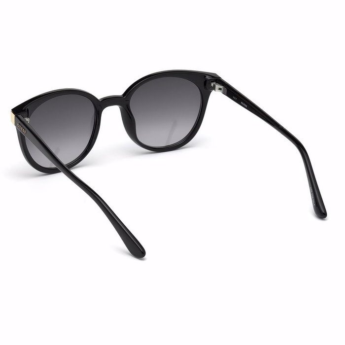 Guess Gafas GU7550 01B - Gafas de Sol para Mujer, Forma Redonda, Negro Ahumado, Cristal 52 mm, Patilla 140 mm