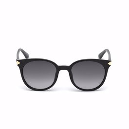 Guess Gafas GU7550 01B - Gafas de Sol para Mujer, Forma Redonda, Negro Ahumado, Cristal 52 mm, Patilla 140 mm