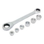 Workpro Llave de estrella doble con carraca 7 piezas, acero cr-v, 6 bocas intercambiables 8-17 mm, 14 x 19 mm
