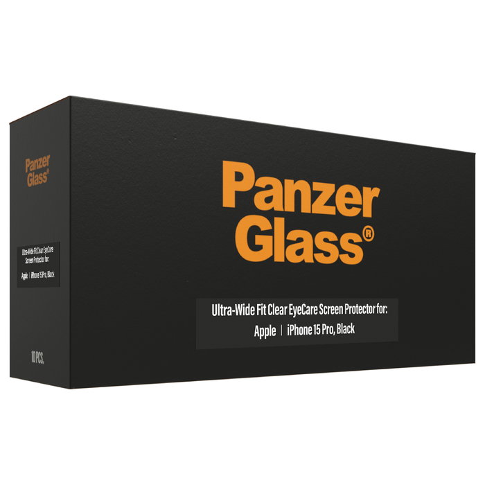 PanzerGlass Eyecare – Protector de pantalla para iPhone 15 Pro, ultra-wide fit, resistente a golpes