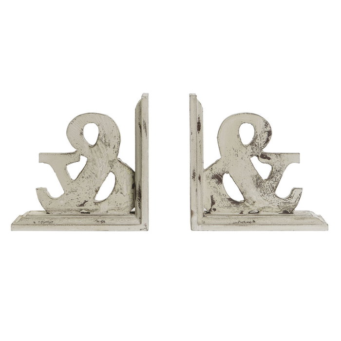 DKD Home Decor Set de 2 Sujetalibros de MDF Envejecido Blanco