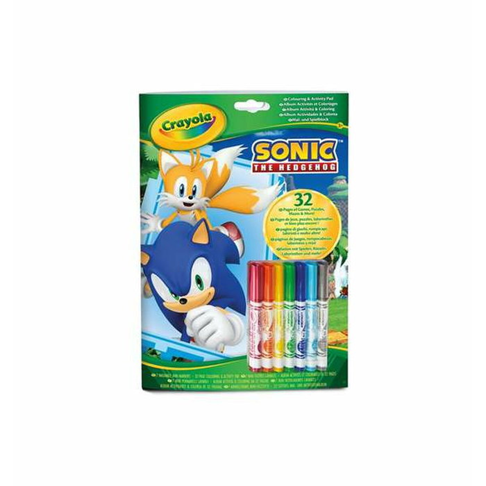 Crayola Libro de actividades y colorear Sonic con 7 rotuladores