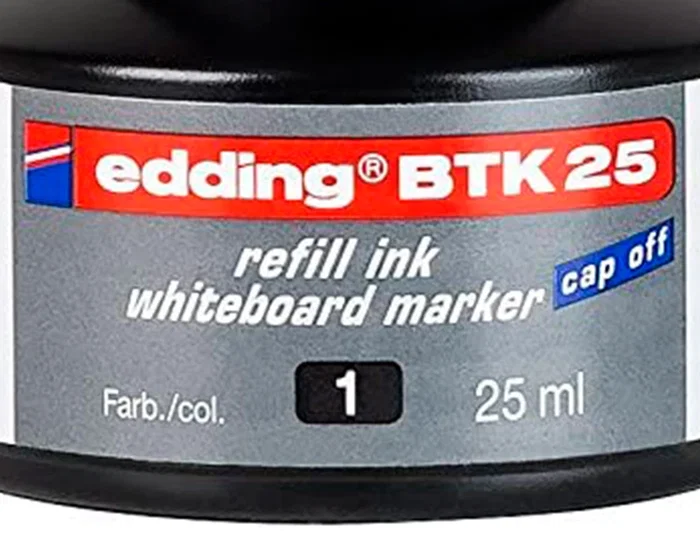 Edding Tinta Recambio Rotulador Pizarra Blanca BTK-25 Negro Bote 25 ml