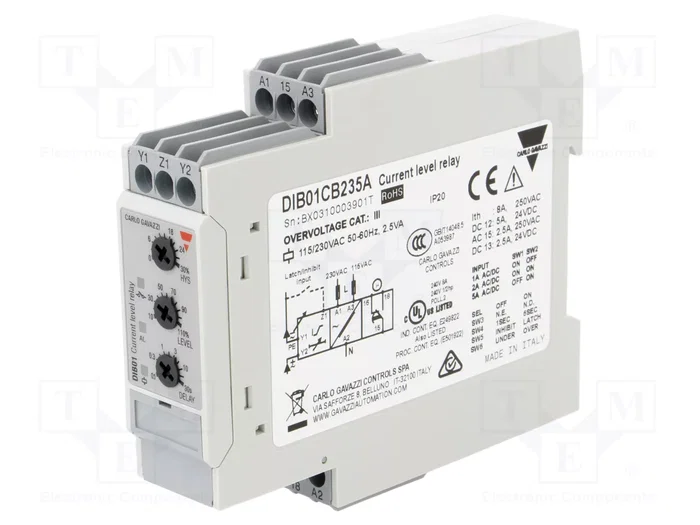 CARLO GAVAZZI DIB01CB235A Relé de monitorización de corriente SPDT CARLO GAVAZZI DIB01CB235A Relé de monitorización de corriente SPDT