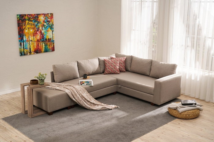 Atelier Del Sofa Sofá Cama Esquinero Beige 280x210 cm convertible con arcón Atelier Del Sofa Sofá Cama Esquinero Beige 280x210 cm convertible con arcón