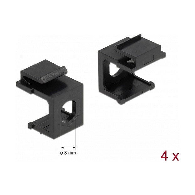 DeLOCK Cubierta Keystone Negro con Apertura de 8,0 mm (4 unidades)