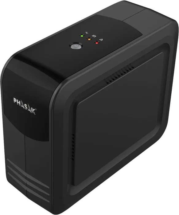 Phasak PH 9497 SAI UPS Interactivo 750 VA / 450 W, Con 3 Tomas Schuko, Puerto USB y Protección RJ45 para PC y Periféricos