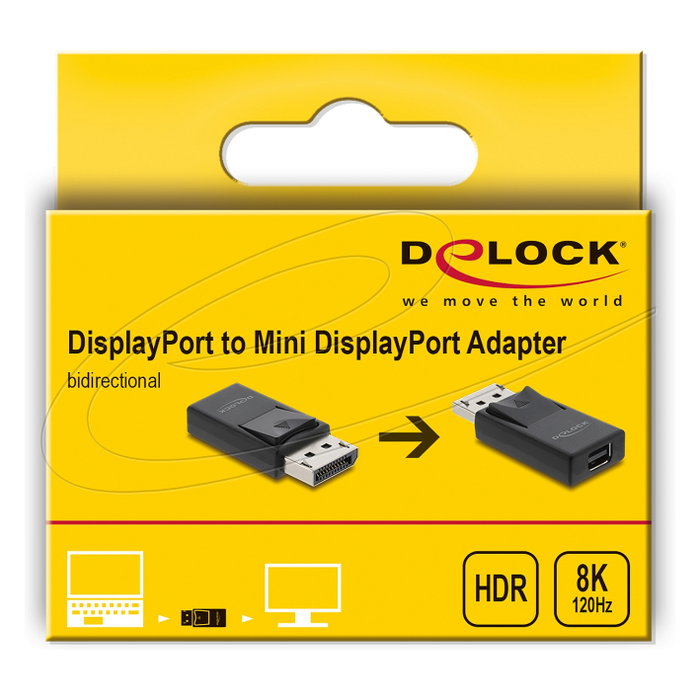 DeLOCK Adaptador DisplayPort a mini DisplayPort 8K con HDR, bidireccional