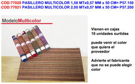 Alfombra pasillera multicolor 1,50 m x 50 cm x 0,57 mm