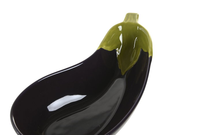 DKD Home Decor Bol de Gres Berenjena Lila y Verde