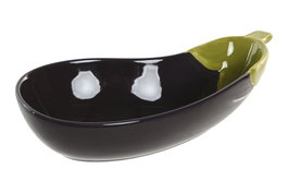 DKD Home Decor Bol de Gres Berenjena Lila y Verde