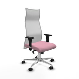 PIQUERAS Y CRESPO Sillón Albacete con Mecanismo Sincro, Tela Rosa y Malla Blanca
