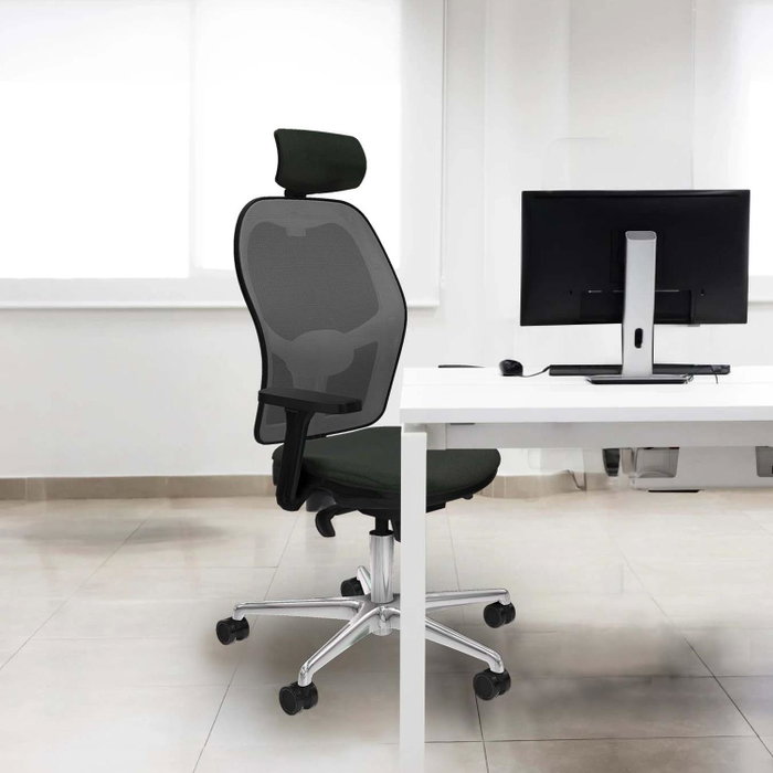 PIQUERAS Y CRESPO Silla de oficina Jorquera con mecanismo Sincro, Tela Lila y Malla Gris