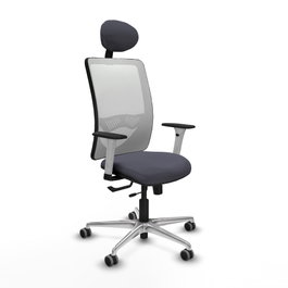 PIQUERAS Y CRESPO Silla de oficina Zulema con mecanismo Sincro/Traslack, Gris oscuro y Blanco